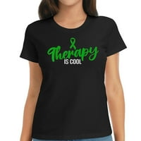 Zelena traka za mentalno zdravlje Terapija svijesti je cool simpatična majica kratkih rukava za žene