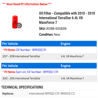 Filter za ulje - kompatibilan sa - International Terrastar 6.4L V MAXXFORCE 2017
