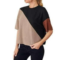 Ženska ležerna boja blok okrugli vrat kratkih rukava MULTICOLOR T-majice m