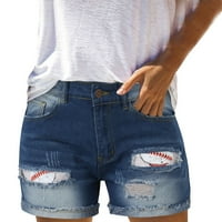 NSENDM kratke hlače za žene visokog struka plus veličina Žene casual kratke hlače Comfy elastične džepove struka džepova hlače, plavi, xl