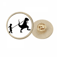 Dječji dinosaur pokret okrugli metalni zlatni pin broš snimka