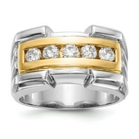 14K dvotonski zlatni prsten za venčani venčani dijamant, laboratorija uzgojena runda, veličine 9