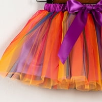 Lilgiuy Mesh Tutu su suknja za djevojke za rođendan Princess suknja Šareno elastična visoka struka tekuća suknja s ukrasom luka za kosu za 9-11y