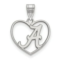 Čvrsto srebrni srebrni univerzitet Alabama Privjesak šarm u srcu