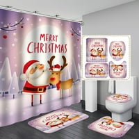 Tuš Curkin set šarenog božićnog snjegovića sa neklizanim prostircima toalet poklopac poklopca i met