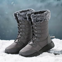 Dyfzdhu Žene Muške čizme za snijeg Okrugli prst Vodootporna ravna potpetica topla zima čipka