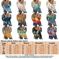 Haite Dame s dugim rukavima šuplja tunika casual v izrez majica Dnevježnica Gradijent cvjetni tisak
