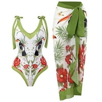 Penski ženski kupaći kostim jednodijelni kupaći kostim bikini čipka up kupaći kostim duga koprive šifon dvodijelni set plus size za kupaće kostime Zelena