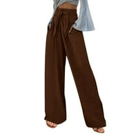 Eguiwyn ženske ležerne hlače za žene za žene solidne boje labavi džepovi elastične pojaseve pojasa