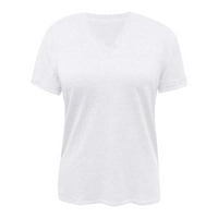 FVWitlyh Journey Tory Casual V izrez T majice za žene MESH kratki rukav Dressy Tops bijeli veliki