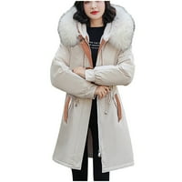 Uhnddy Jackets za žene, žene zimske modne alate dugi tanka jakna s kapuljačom kaput zimski kaputi božićni