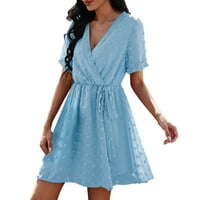 Petkort ženska casual košulja haljina za žene izrezane midi haljine casual labave haljine svijetlo plava,