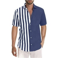 Muška majica s kratkim rukavima Havajska redovito-fit prugasta košulja na boji Colorblock Plaža Ležerne