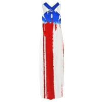 Ženske haljine Žene Dan nezavisnosti Štamparija Sandress dugačka haljina Crisscross bez rukava Maxi