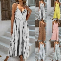 Ženska haljina za žensku ljetnu plažu špagete remen V izrez Maxi Sendress casual modni print High struk