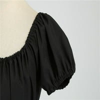 Žene Ljeto Square Scrat kratki rukav Retro 50s 60s Vintage Party Swing haljina, crna, s, ženska haljina