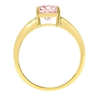 2. CT sjajan jastuk simulirani ružičasti dijamant 14k žuto zlato pasijans prsten sz 7.75