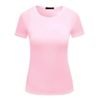 Ženski vrhovi ženske modne casual bluza plus veličine čvrste majice V izrez kratki rukav ružičasti s