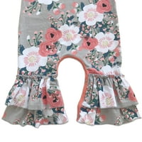 Dvorac Baby Little Girl Ising ruffleupske hlače s dugim rukavima cvjetna mir za djecu pidžama rođendanska