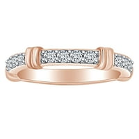 Okrugli rezani bijeli prirodni dijamantski obljetni vjernici vjenčani prsten za vjenčanje u 14K čvrstih ruža zlatna prstena veličine 8,5