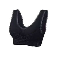 Grofry Solid Boja Ženska bešavna križa Anti-Sagging Sports Bra Yoga Bralette Donje rublje Black XL