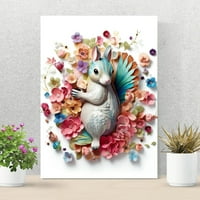 Flower vjeverica - 3D životinjski platneni umjetnički printova - savršen komad domaćeg dekora