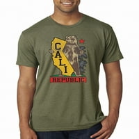 Divlji Bobby, Cali Kalifornia medvjed držanja državne pop kulture muške premium tri mješavina majica, vojna zelena, srednja