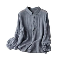 Smihono ljetne ženske majice pamučne majice na raspolaganju gumdove lapel vrhovi Comfy labave casual