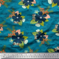 Soimoi Brown Pamuk poplin tkanina Oaknut, lišće i cvjetno umjetnički ispisano tkaninsko dvorište