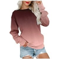 Amidoa Ženske gradijentne boje pulover košulje dugih rukava CATCT Plus size modna bluza TOP poklon casual