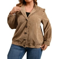 Plus veličine Ženska povremena jakna vrhovi dame labavi slovni kaput od punog gumba BROWM XXL