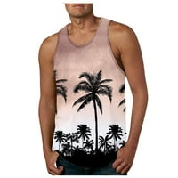Muški modni havajski stil Beach Sportski tenkovi težnice Muške teretane Print Vest Brown 3xl