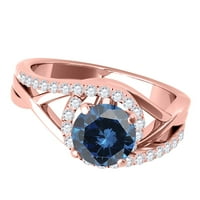 Mauli dragulji za angažman za žene 1. Carat plavi i bijeli dijamantski halo Angažov prsten 4-prong 14k