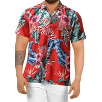 CLlios Muška modna tiskana Havajska majica Ljetni rever Dugme Down Majica Regular Fit Short rukava za