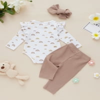 MA & Baby Toddler Baby Girls Outfit novorođenčad ruffles Rainbow Print Rompers Elastične hlače Set
