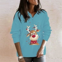 Ženski ležerni dugi rukav božićni praznici džemper top bluza hot6sl487550