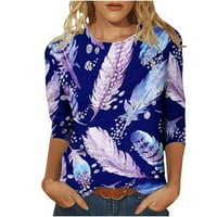 Majice za rukav Oalirro za žene Slim Fit cvjetni print Tromjena rukavska žena TOP XL