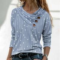Prodaja Žene V-izrez bluze Košulje Zimske gumbe Grafički tisak Dugih rukava Pulover vrhovi ženske padajuće