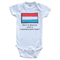 Rođen u Americi sa luksemburškim srcem Slatka Luksemburga zastava za bebe, 0- mjeseci bijela