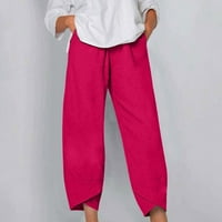 Ženske labave posteljine vrećaste pantalone čiste boje široke pantalone za noge Palazzo hlače pantalone