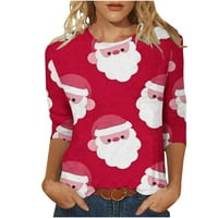 Sretne božićne majice za žene plus veličine Xmas Santa Claus Reindeer Snowman SnowFalke Tree Ispiši
