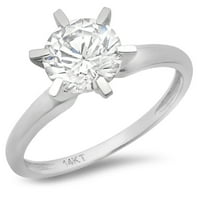 CT sjajan okrugli rez Clear Simulirani dijamant 18k bijeli zlatni pasijans prsten SZ 8