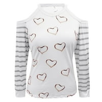 Podvlači kamisole Ženske elegantne vrhunske košulje od srčanog printa V rect majica hladne rame Tunika