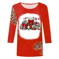 Božićne košulje za žene, smiješne grafičke snježne pahulje Božićno drvcu Print Xmas majica Elf rukava
