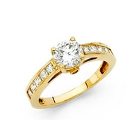 Jewels Lux14k žuti zlatni okrugli kubični cirkonijski CZ zaručničke prstene veličine 7