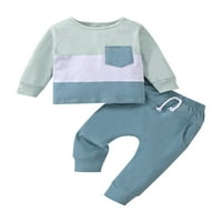 Toddler novorođenčad dječaka odjeća dugi rukav prugasta majica pulover vrhovi čvrste hlače padaju zimske