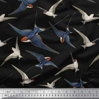 Soimoi plava pamučna pamučna tkanina Flying Woodpecker Bird tiskani tkaninski dvorište širom