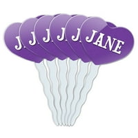 Jane Heart Love Cupcake Picks Toppers - Set od 6