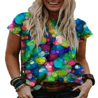 Lilylll ženski kratki rukav posadni bluza za vrat vrhova ljetna povremena majica