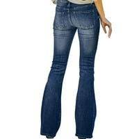 Outfmvch traperice za žene visokog struka Stretch Flare BLANO Dno Jeans Hlače za ženske teretne hlače